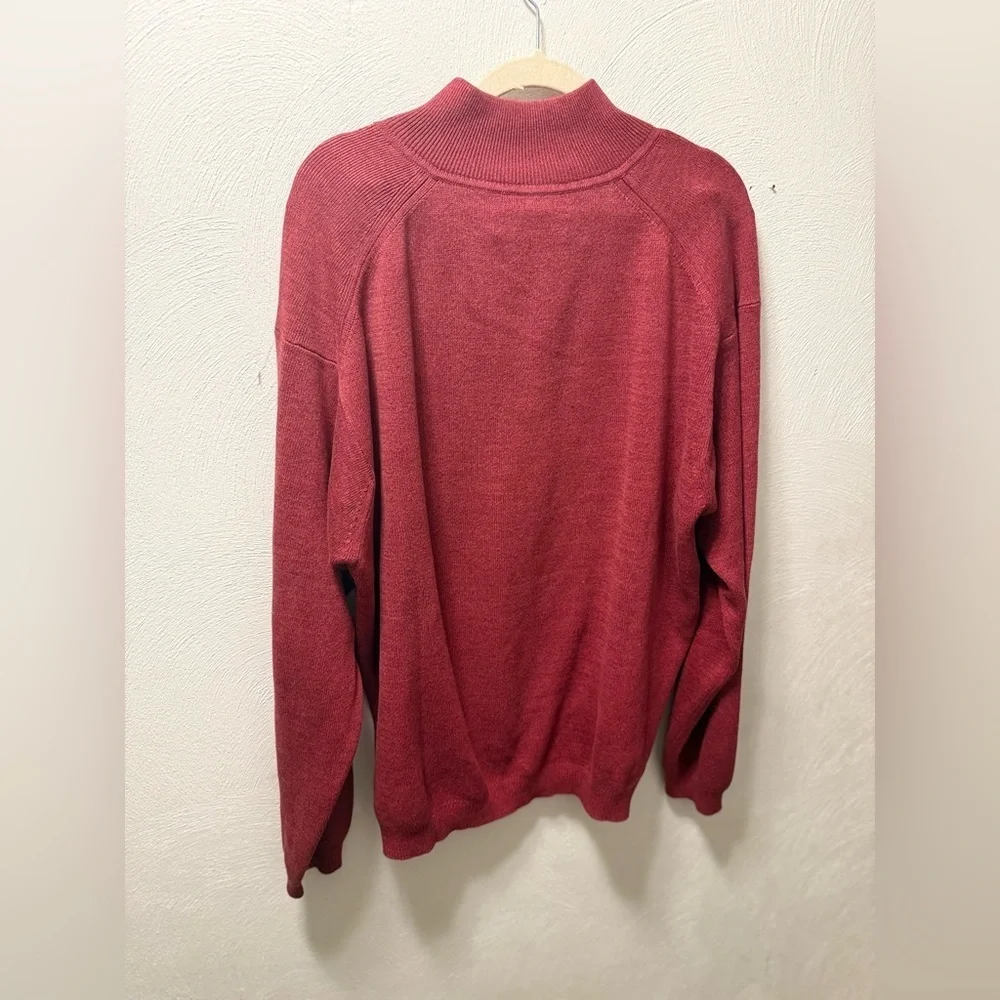Tommy Bahama Silk Cotton Quarter Zip Sweater XL | Burgundy Red Lightweight Knit